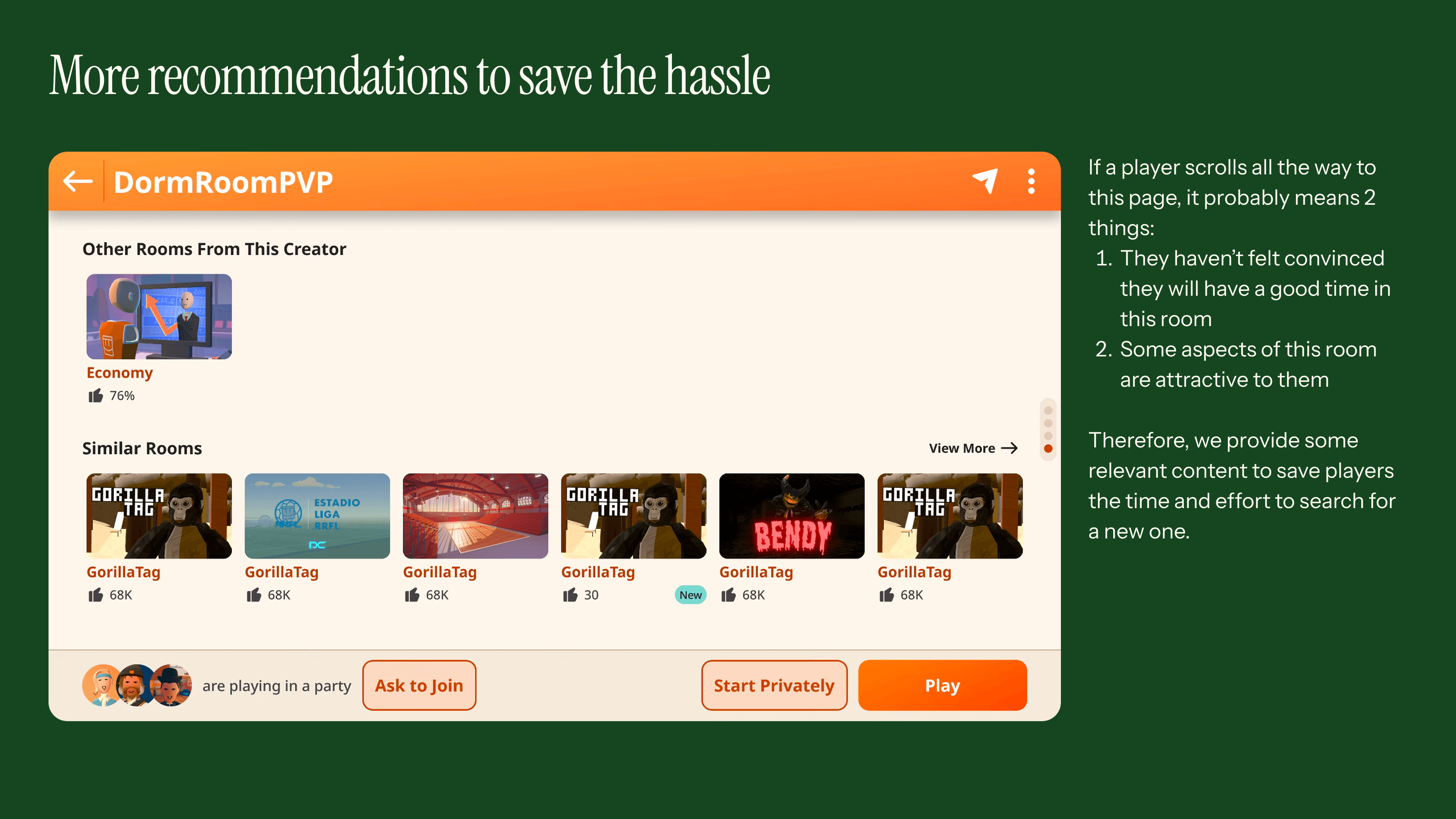 Room details vision: More recommendations to save the hassle